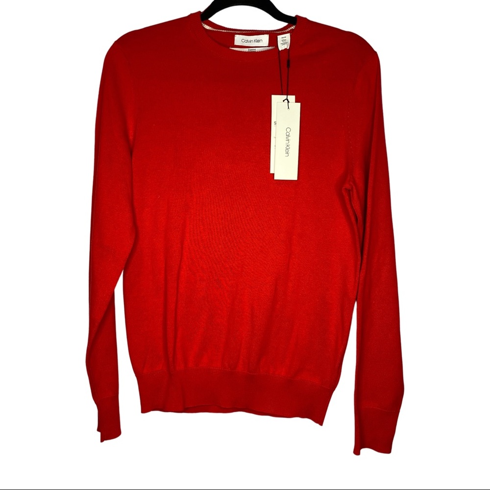 CALVIN KLEIN Red Coral Pull Over Sweater Size XS